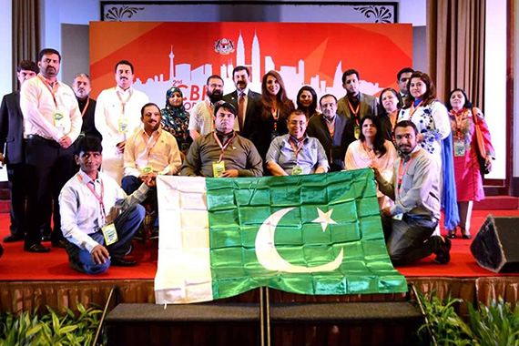 CBID Sindh team along with other chanting Flag of Pakistan at CBR Conference in Malaysia